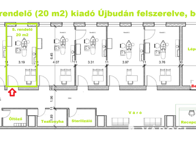 Fogászati rendelő (20 m2) Újbudán felszerelve, berendezve