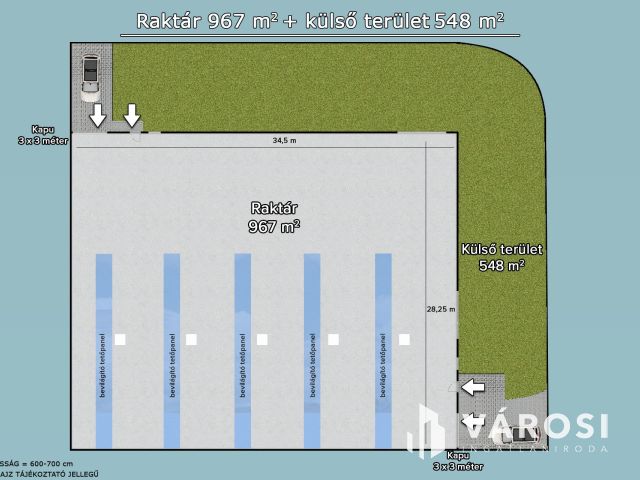 2 oldalról rakodható, nagy belmagasságú raktár Alsónémedin