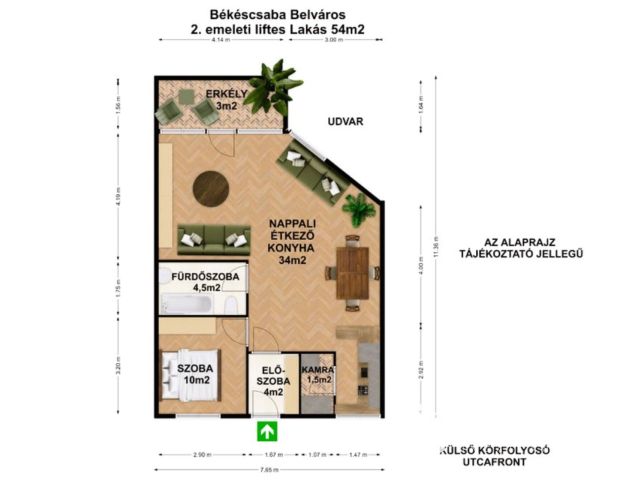 Erkélyes Liftes Nagy Nappalis 2.emeleti Belvárosi Lakás