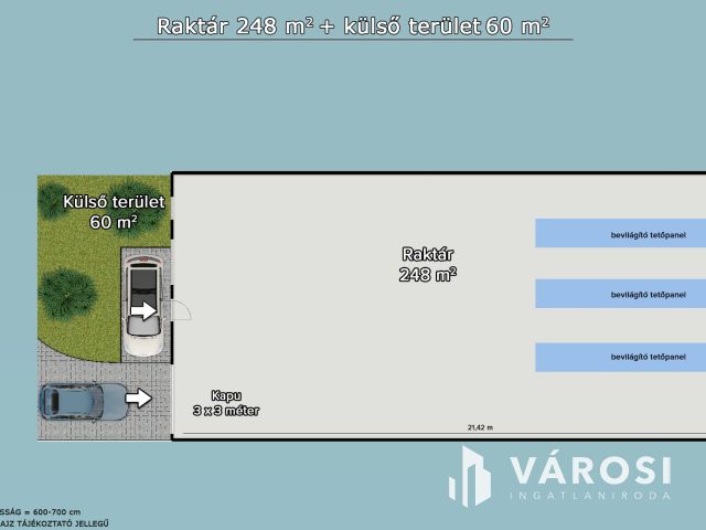 Eladó új, nagy belmagasságú raktár Vecsésen