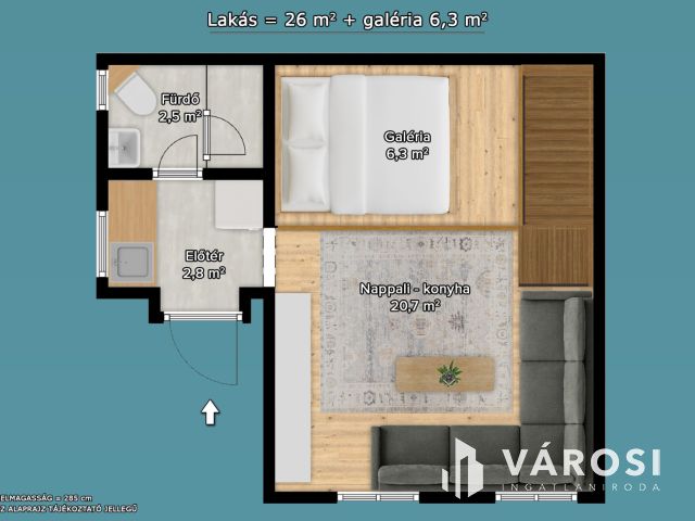 Bútorozott, felszerelt galériás lakás körúttól 1 utcára