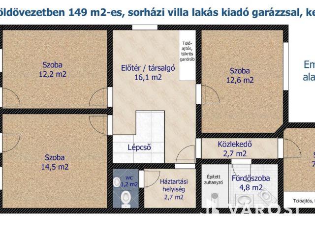 Budai zöldövezetben 149 m2-es sorházi, kertes villa lakás