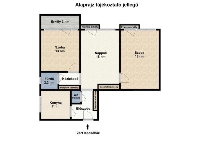 Belvárosi, erkélyes, liftes lakás Békéscsabán